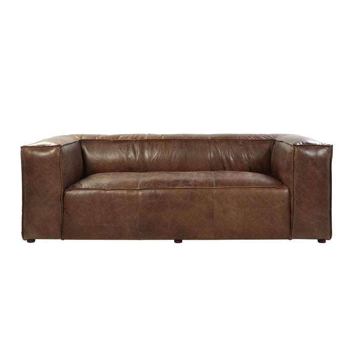 Sofa 98" - Brown Top Grain Leather And Black
