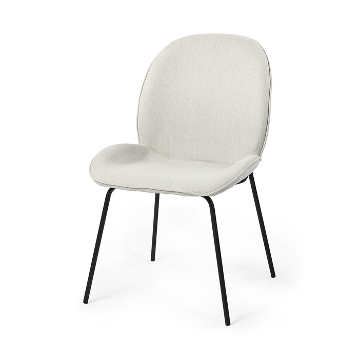 Black and White Flaired Seat Fabric Dining Chair