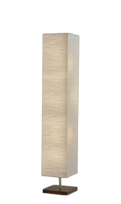 2 Light Column Floor Lamp With Rectangular Shade - White
