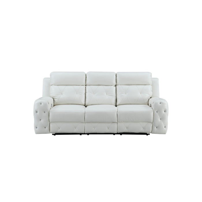 Faux Leather And Does Not Apply Reclining Usb Sofa - 87" White