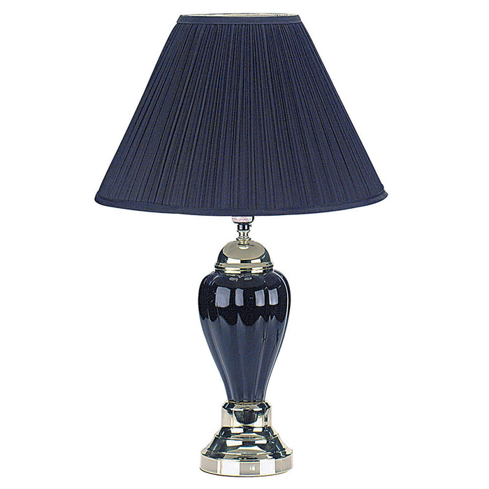 Bedside Table Lamp With Black Shade - Blue - Ceramic