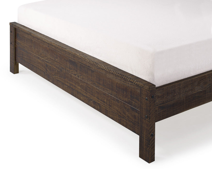 Solid Wood Queen Bed Frame - Dark Brown