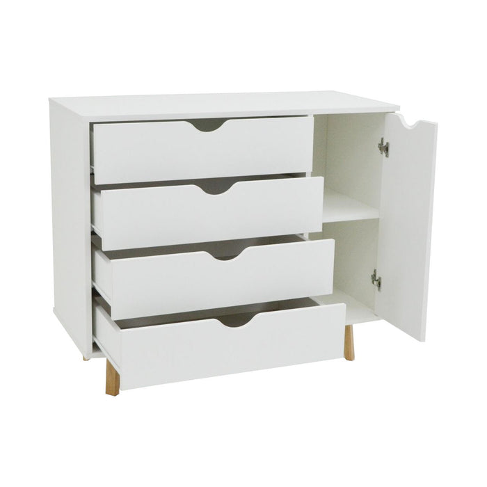 Solid Wood Four Drawer Combo Dresser 35" - White