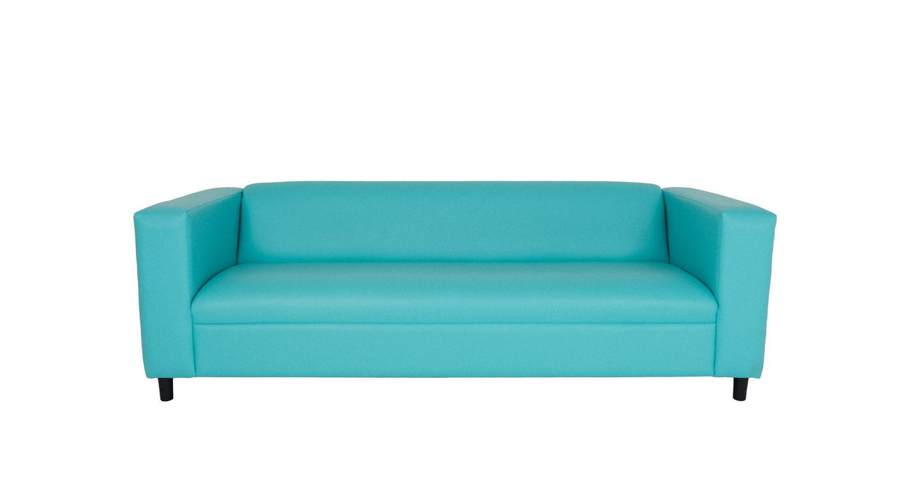 Sofa 84" - Teal Blue Faux Leather And Black