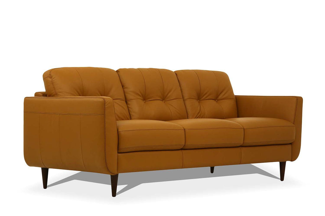 Sofa 83" - Camel Leather And Black