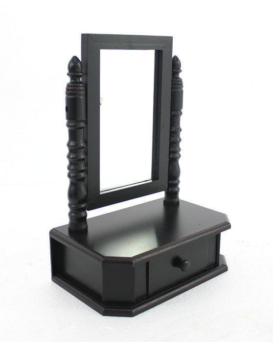Traditional Drawer Table Mirror - Black