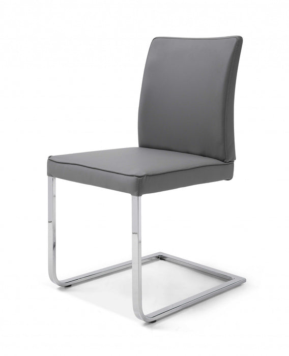 Gray Upholstered Faux Leather Dining Chair