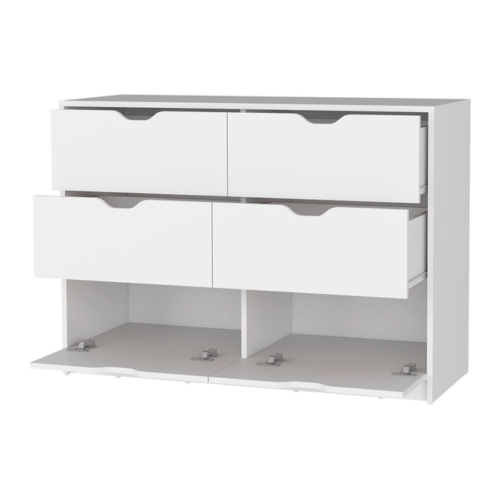 Manufactured Wood Six Drawer Modern Dresser 42" - White