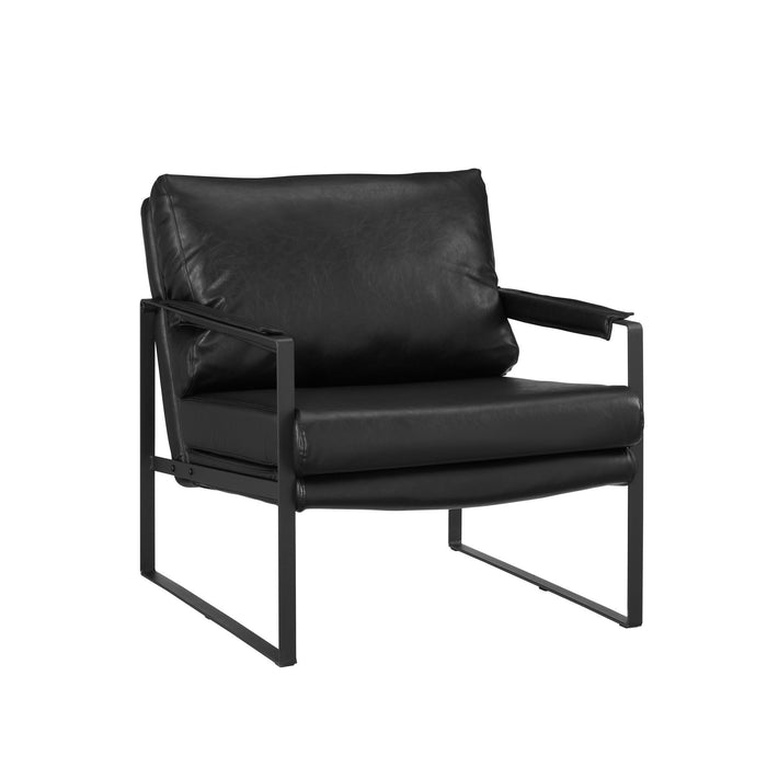 Faux Leather and Metal Arm Chair 27" - Black