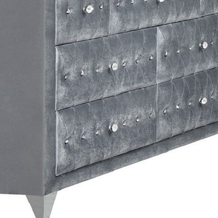 Velvet Manufactured Wood Seven Drawer Triple Dresser 60" - Gray