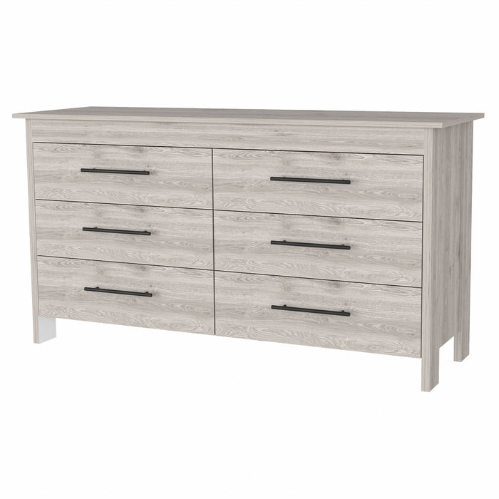 Manufactured Wood Six Drawer Double Dresser 32" - Light Gray