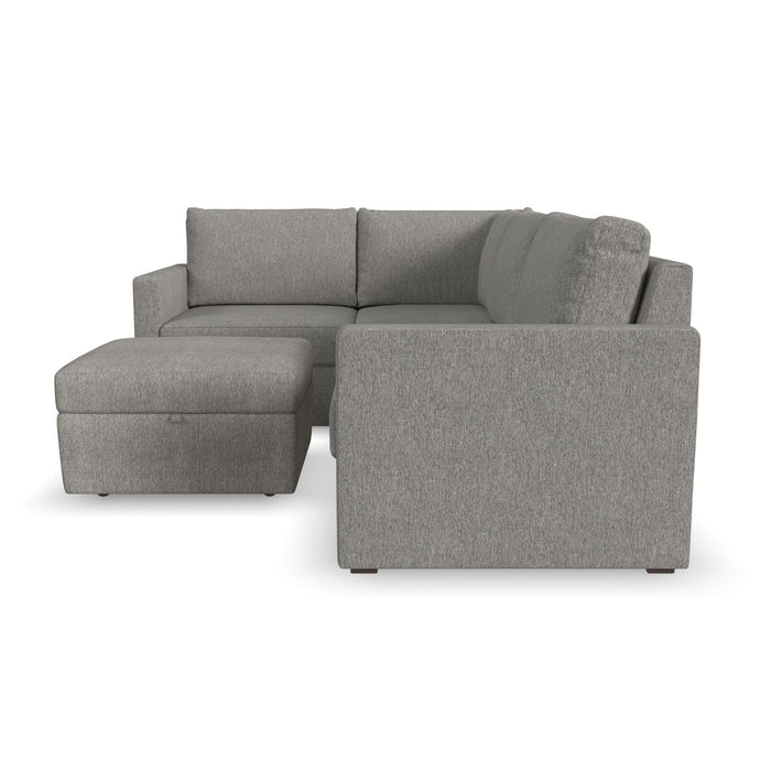 Flex - 4-Seat Sectional with Standard Arm and Storage Ottoman - Dark Gray