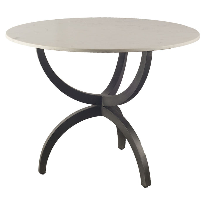 Round Marble Top With Black Metal Base Dining Table 40" - White