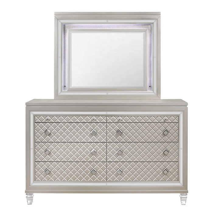 Dresser With Tapered Acrylic Legs And 2 Jewelry Drawers - Champagne Toned