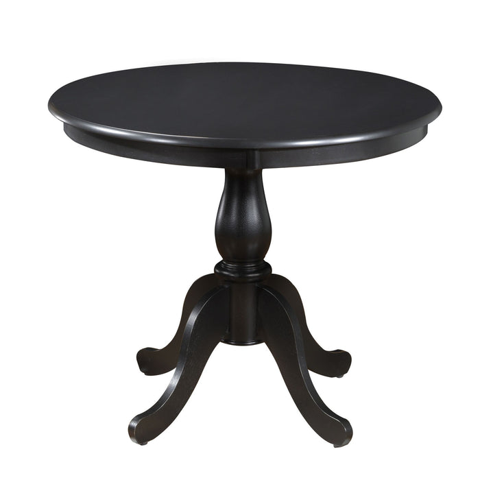 Round Turned Pedestal Base Wood Dining Table 36" - Antique Black
