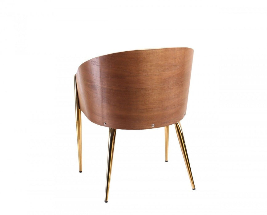 Modern Stylish Accent Chair - Walnut Black And Gold
