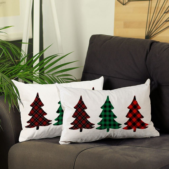 Christmas Tree Trio Plaid Lumbar Throw Pillows (Set of 2) - Multicolor