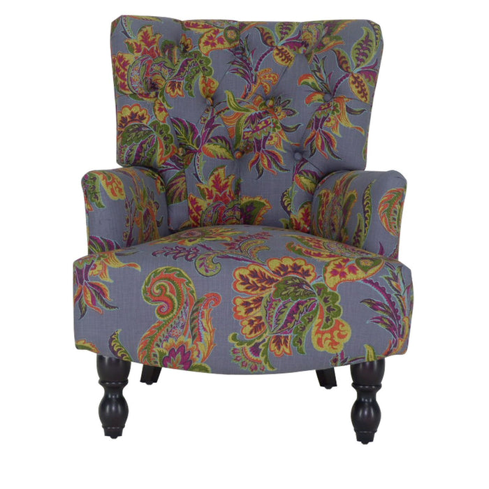 Polyester Blend Floral Arm Chair 28" - Gray Golden And Brown