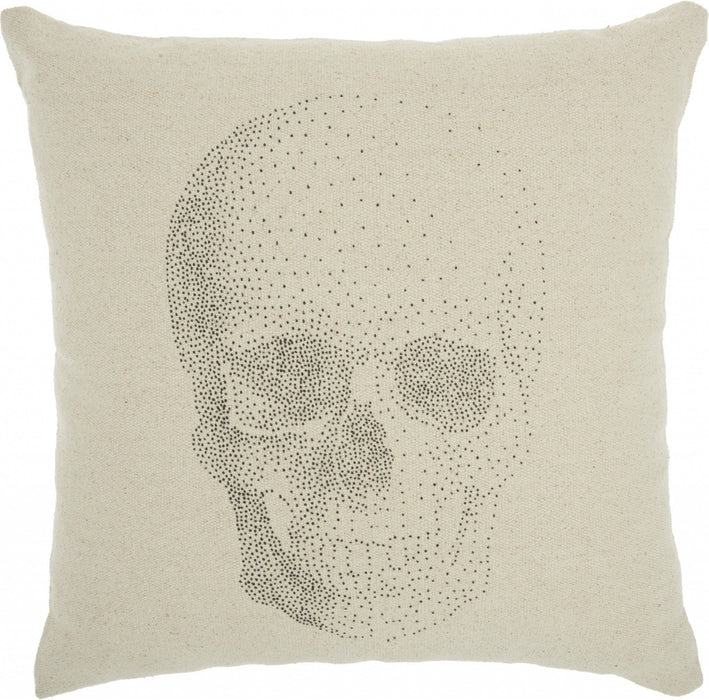 Faded Skull Throw Pillow - Natural Beige