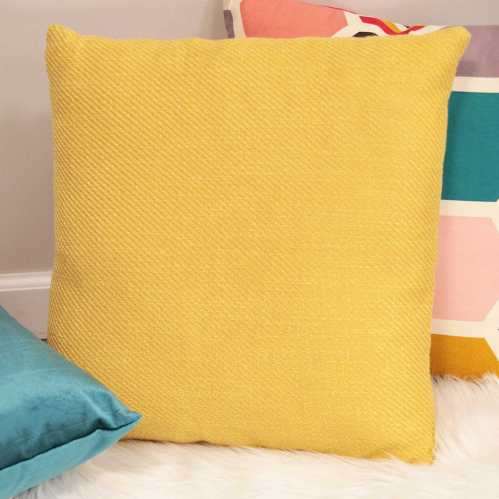 Square Pillow - Mustard Yellow - Tweed Textured Velvet