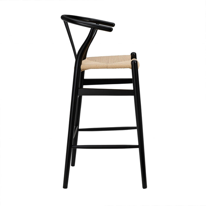 Solid Wood And Natural Counter Stool 42" - Black