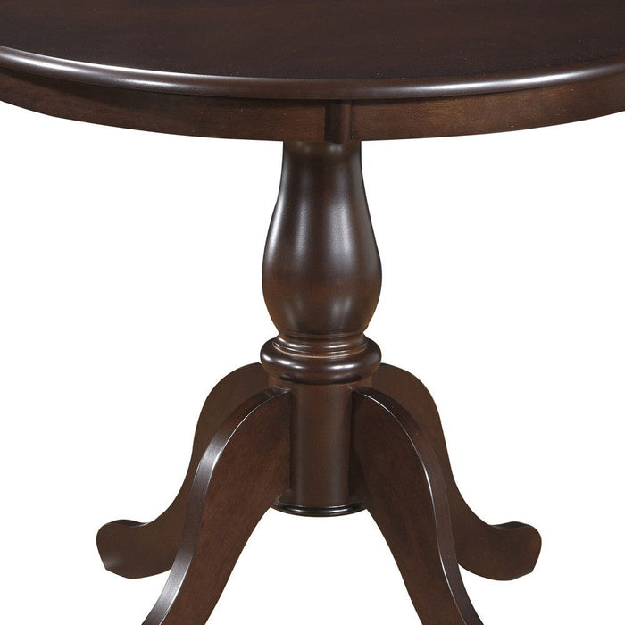 Round Turned Pedestal Base Wood Dining Table 36" - Espresso Brown
