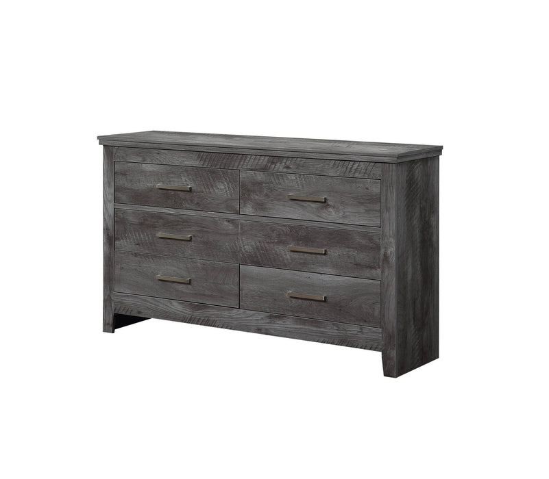 Solid Wood Six Drawer Double Dresser 57" - Gray Oak