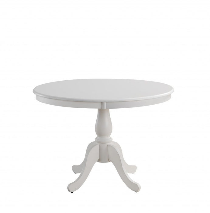 Round Turned Pedestal Base Wood Dining Table 42" - White