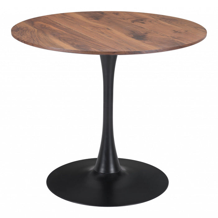 Round Dining Table - Brown and Black