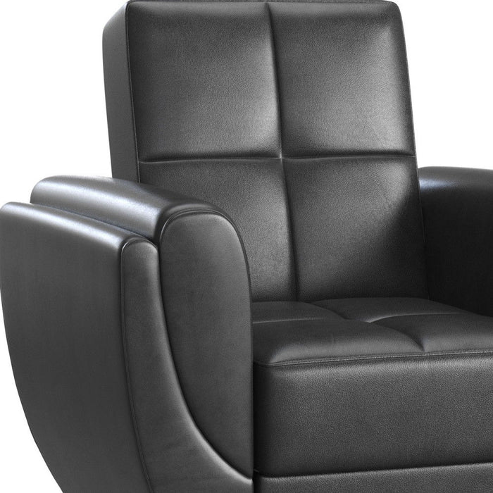 Faux Leather Tufted Convertible Chair 36" - Black