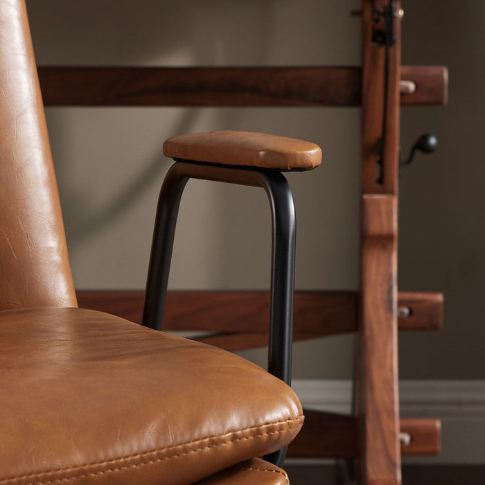 Faux Leather Swivel Arm Chair 23" - Carmel Brown
