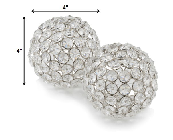 Iron And Cristal Spheres (Set of 2) - Silver