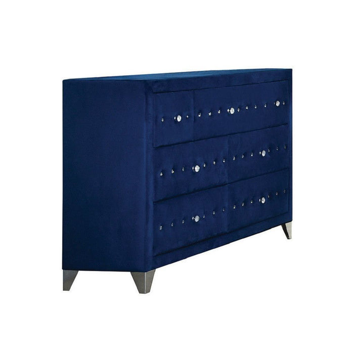 Velvet Manufactured Wood Seven Drawer Triple Dresser 60" - Blue