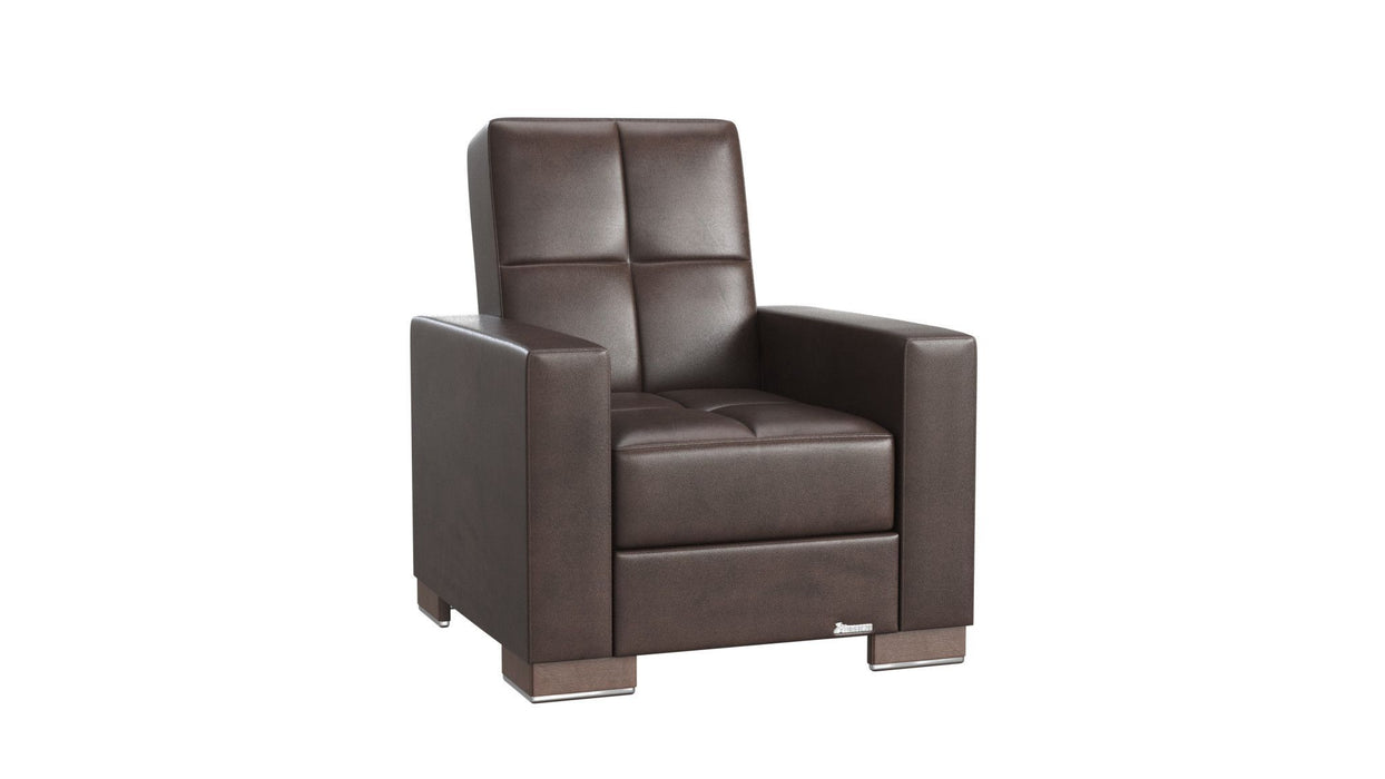 Faux Leather Tufted Convertible Chair 36" - Brown
